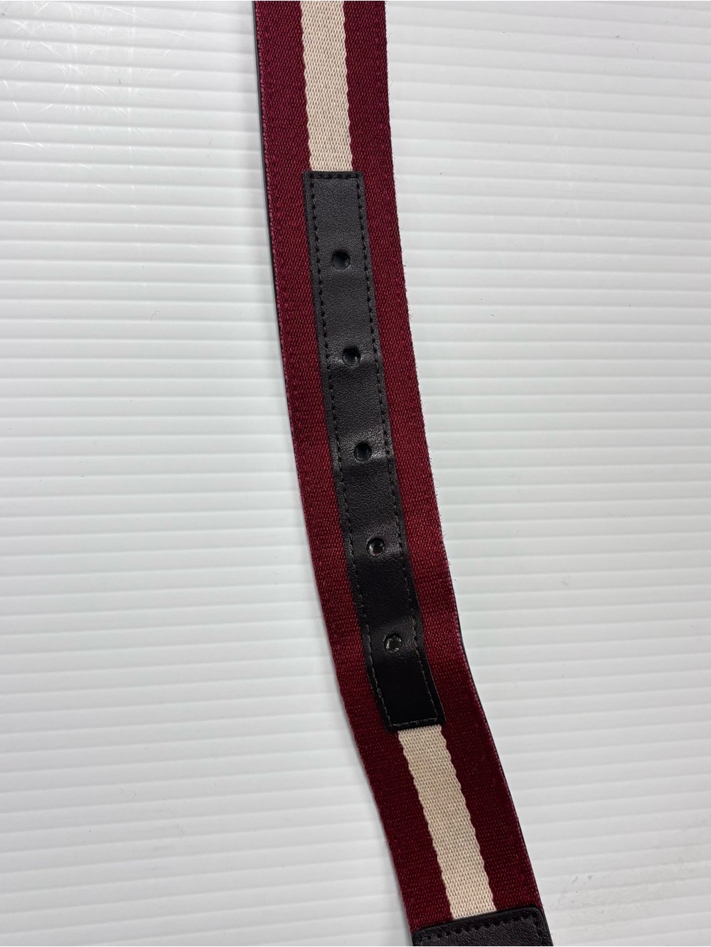 Bally Maroon and Cream Stripe Men’s Belt - Picture 6 of 12